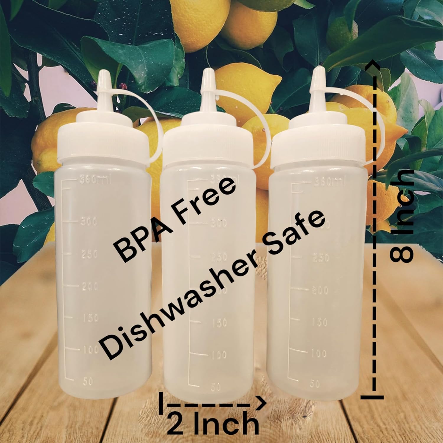 JUST-BUY 3-Pack 12 Oz Condiments Squeeze Bottles BPA Free