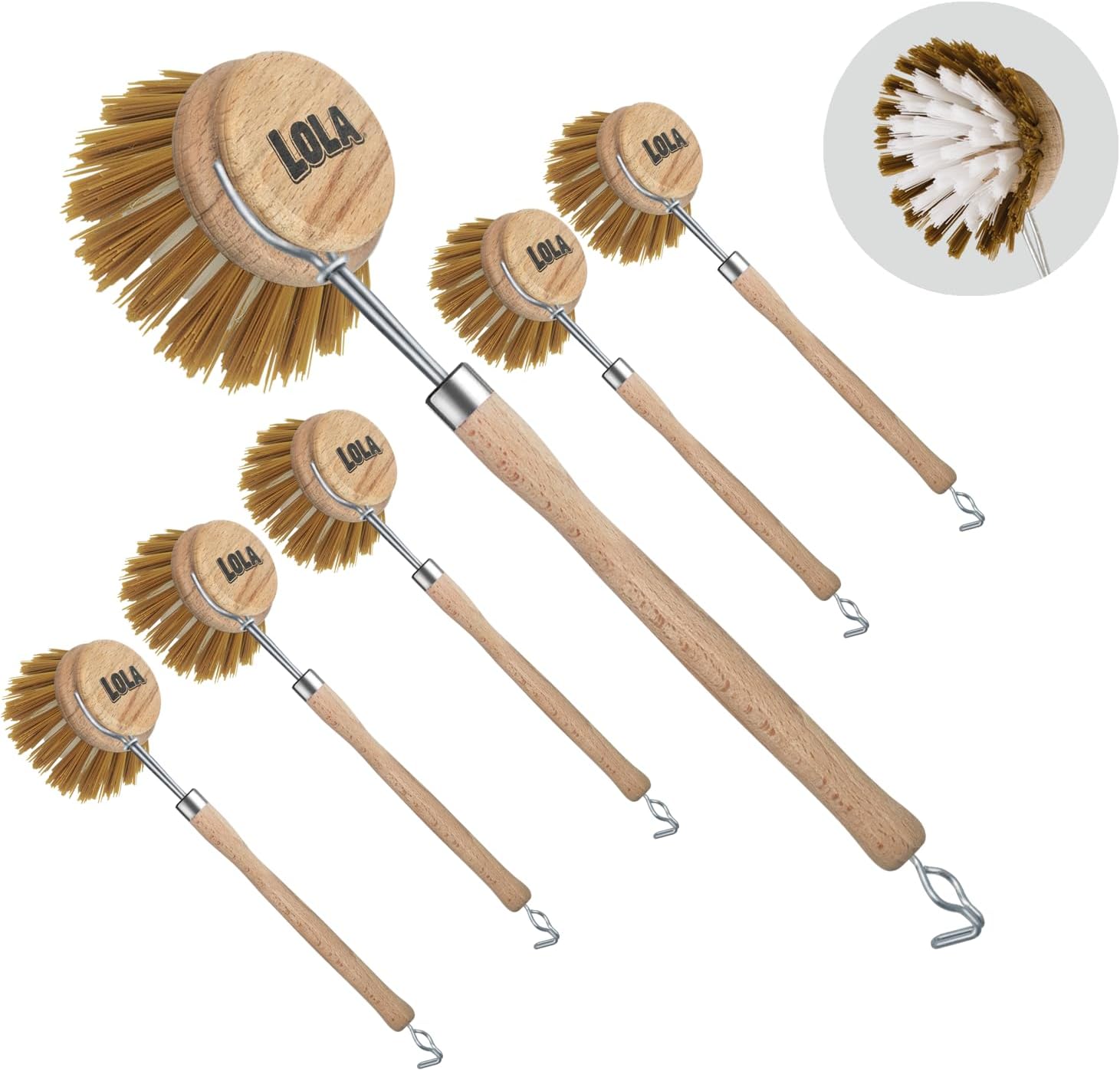 Lola Products Dishwashing Brush with Food Scraper - 6 Pack