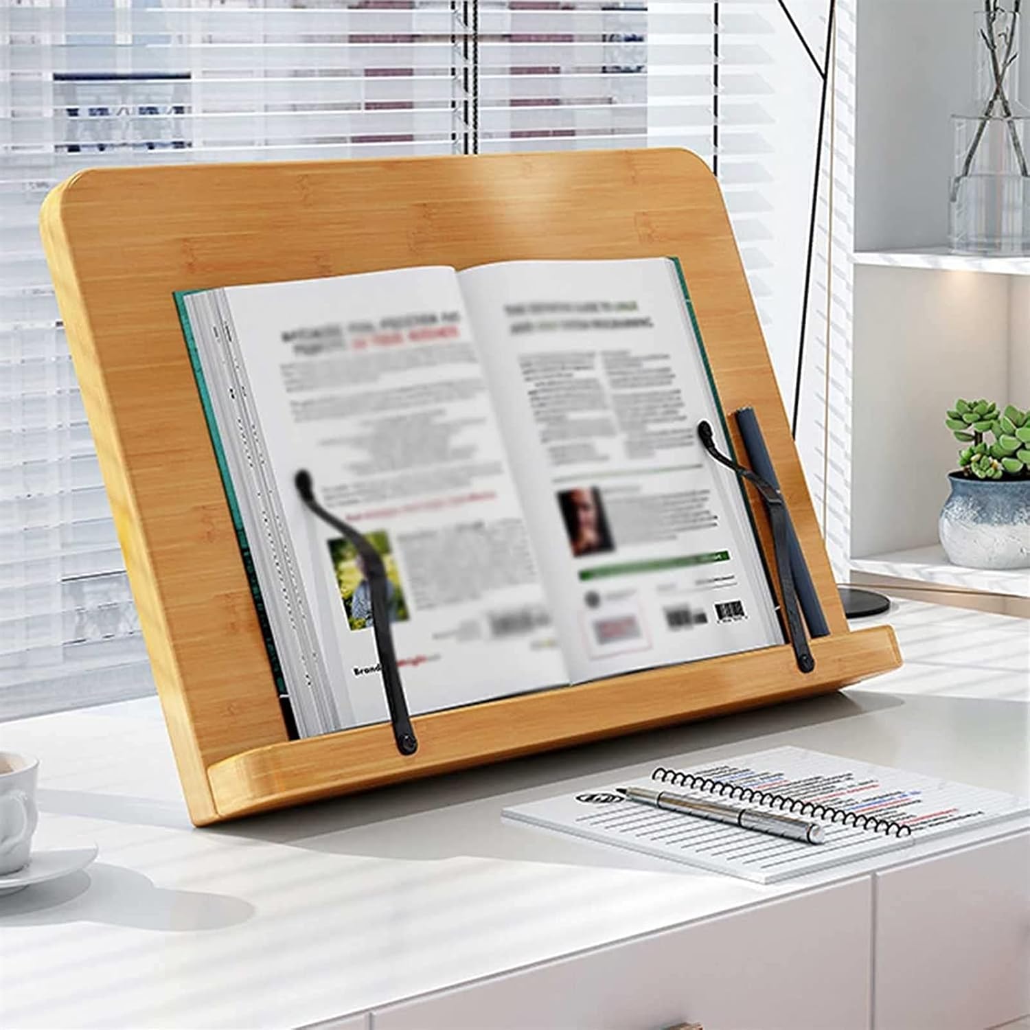 TATSEN Wooden Adjustable Cookbook Stand