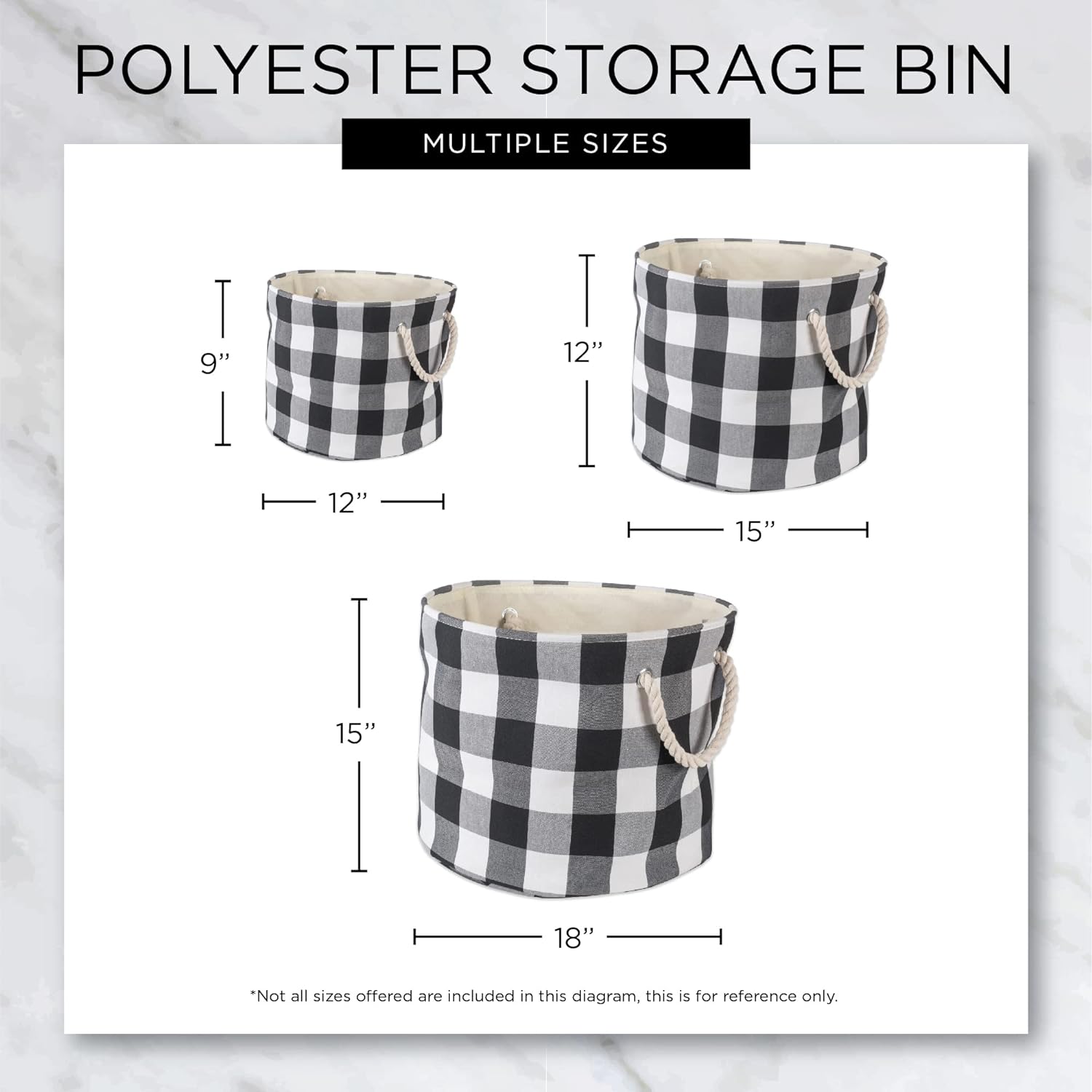 DII Medium Round Collapsible Bin 15x12 Gray