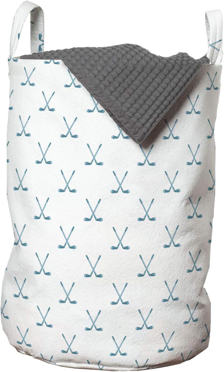 Ambesonne Golf Laundry Bag 13 x 19 Sky Blue and White