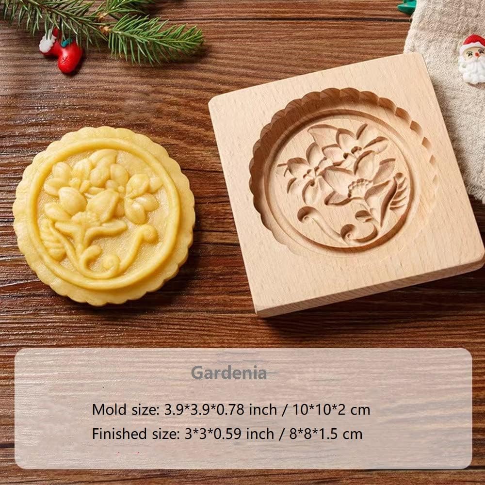 SNOOSZ Wooden Cookie Mold Daisy Gardenia Shape 1
