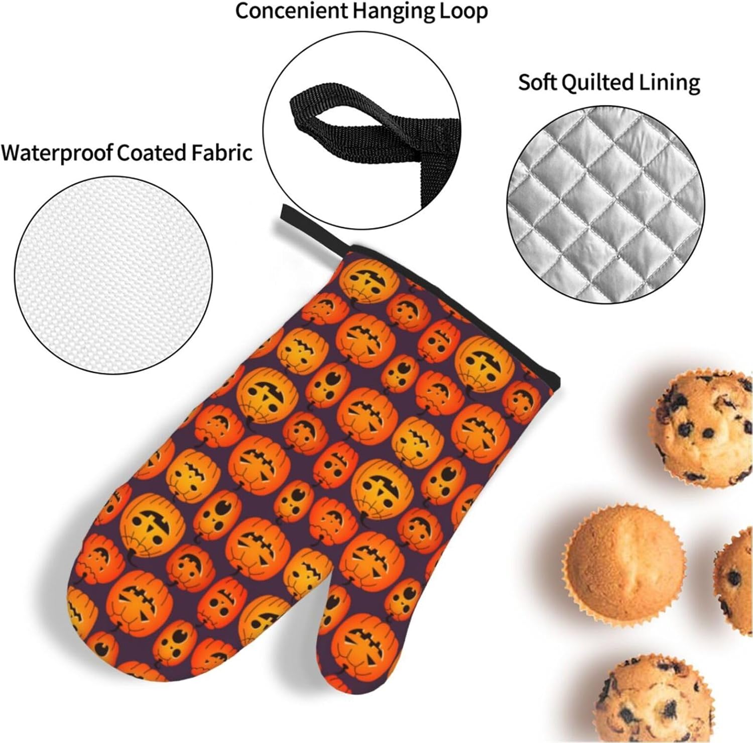 Lukbfall Halloween Funny Pumpkins Oven Mitts 4 Pcs Set