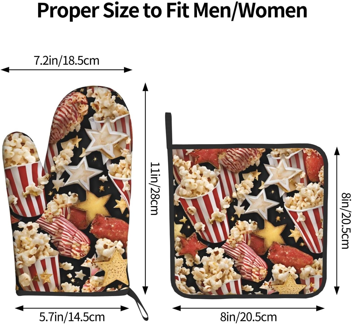 Quopvn Popcorn Print Oven Mitts and Pot Holders 2pcs Set