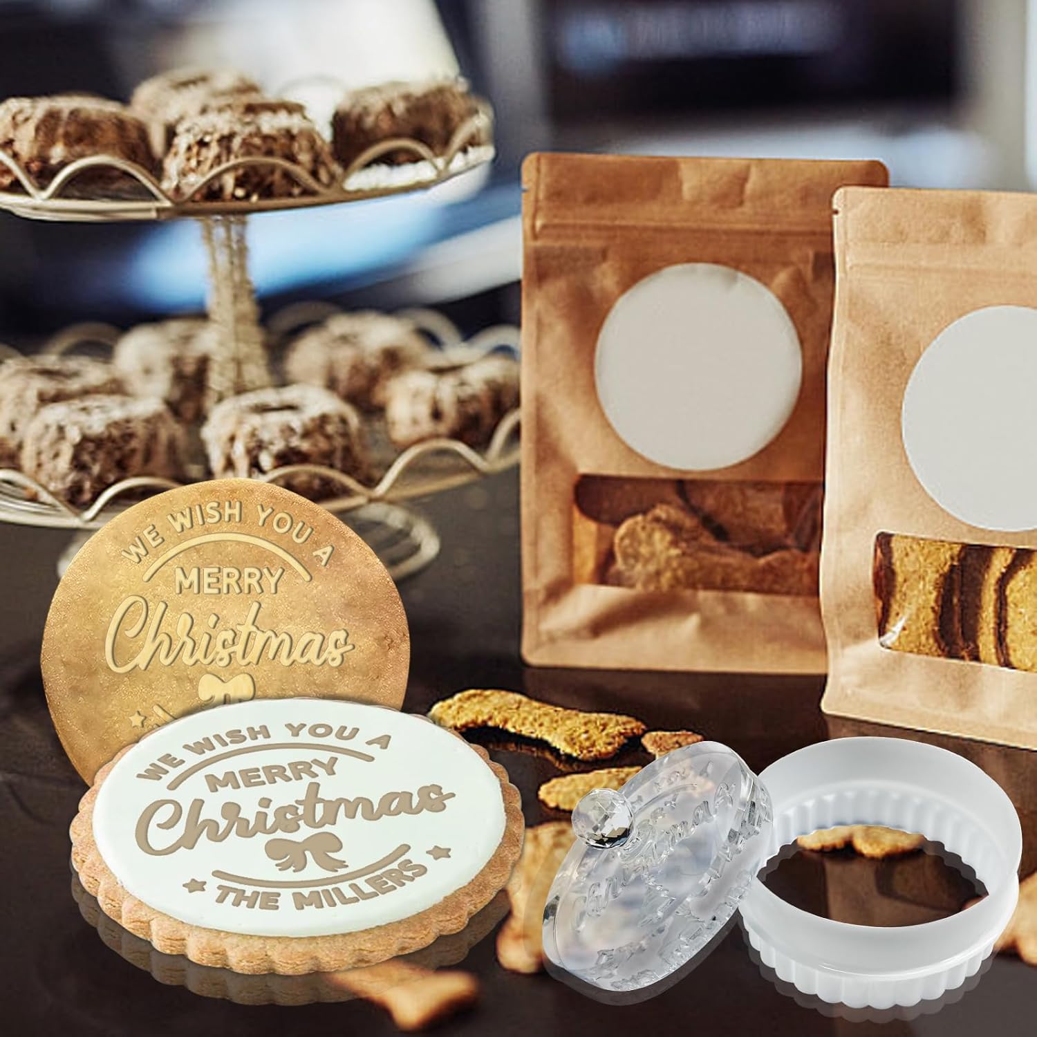 Custom Christmas Cookie Stamp with Last Name