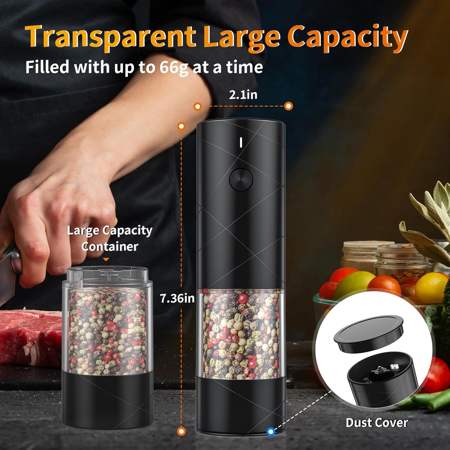 4Pack Electric Salt and Pepper Grinder Set with LED Light