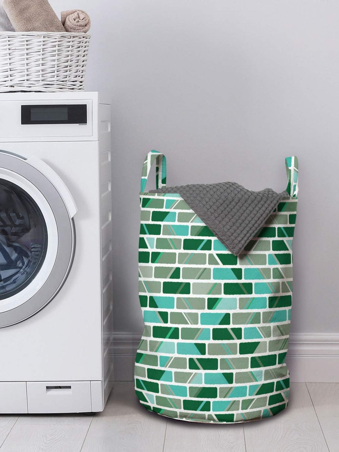 Ambesonne Brick Laundry Bag - 13 x 19 Seafoam Hunter Green 1
