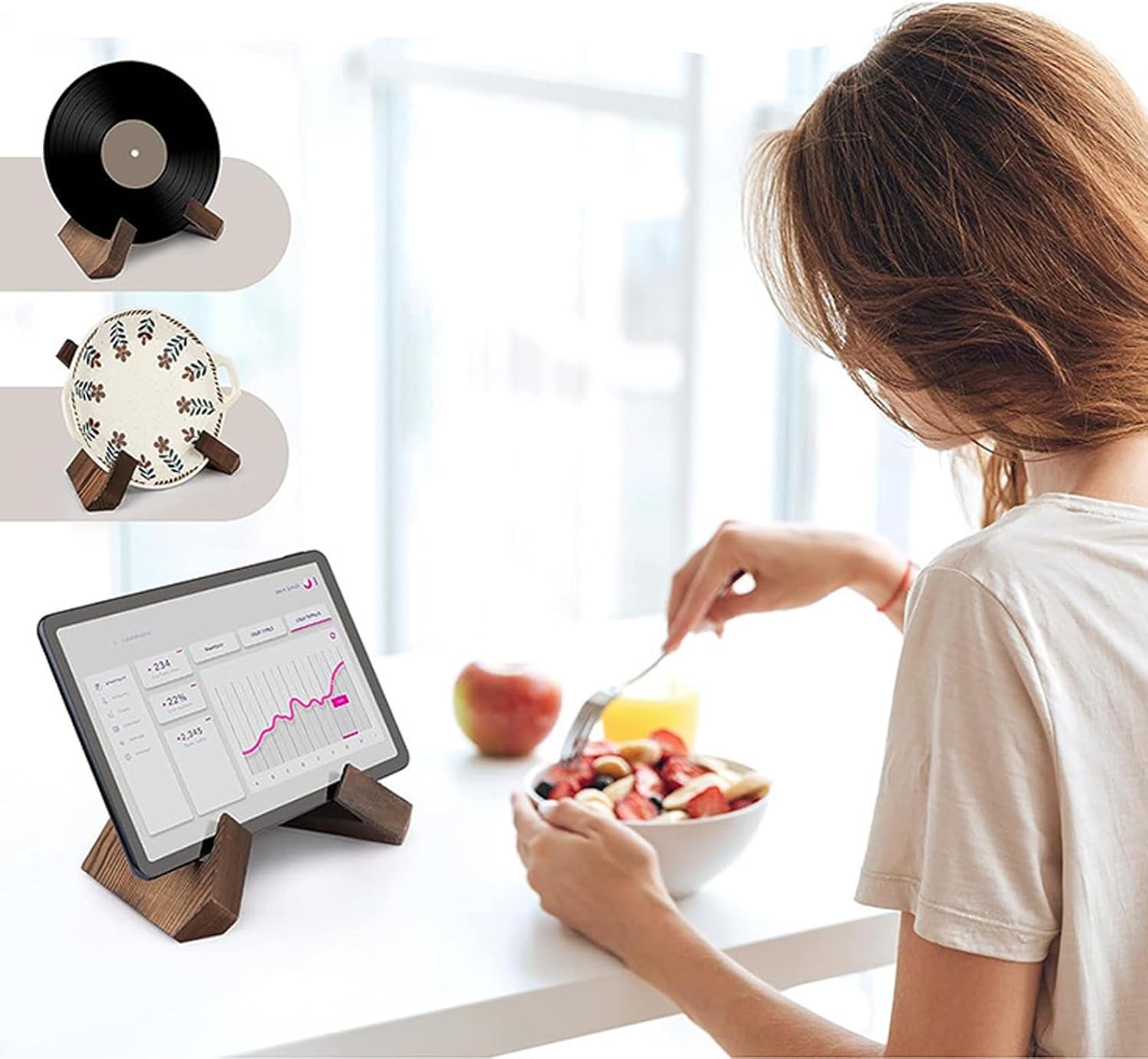 Wedhapy Cookbook Stand Wooden Recipe Book Holder