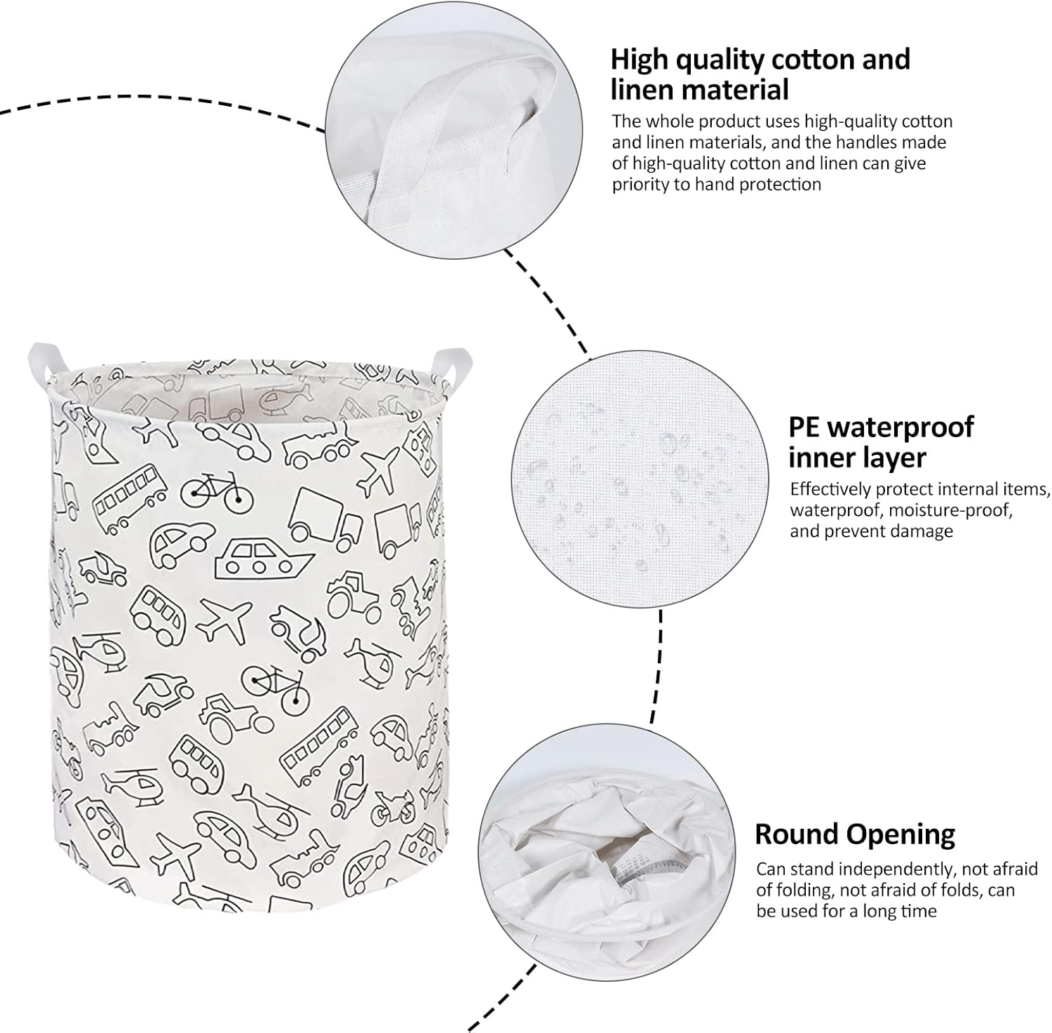 RoyBoder Waterproof Laundry Basket with Handle for Home Bedroom and Dorm