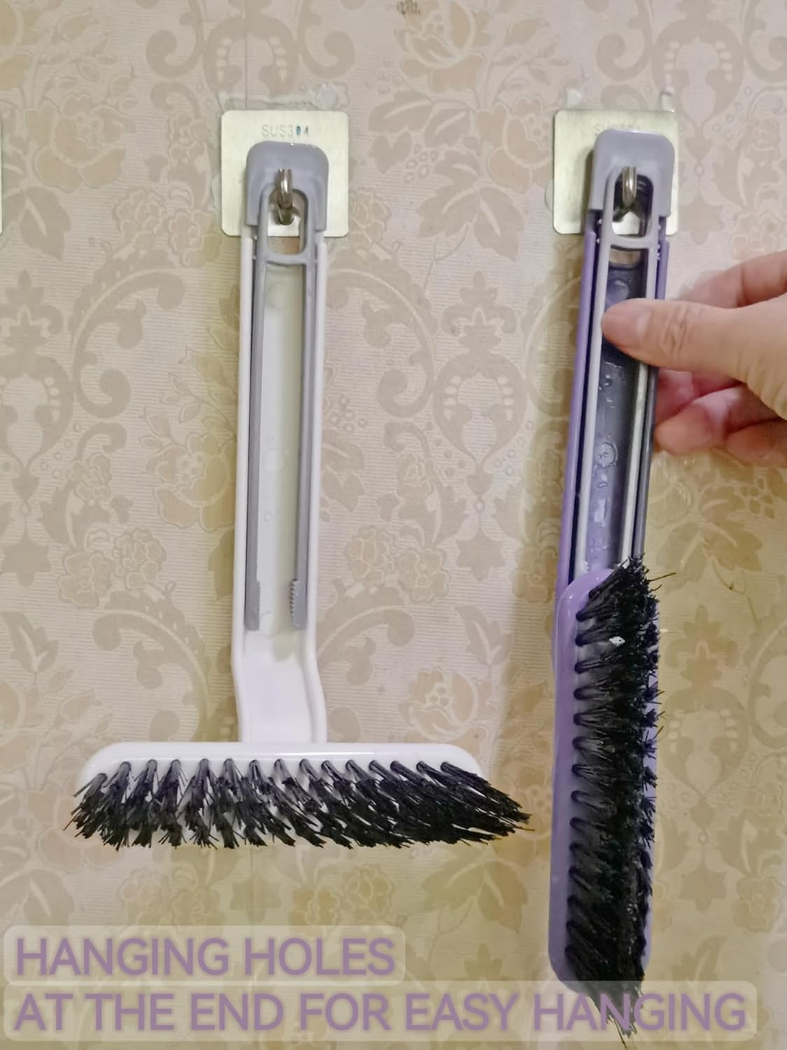 2Pcs Rotating Crevice Brush for Bathroom and Small Spaces