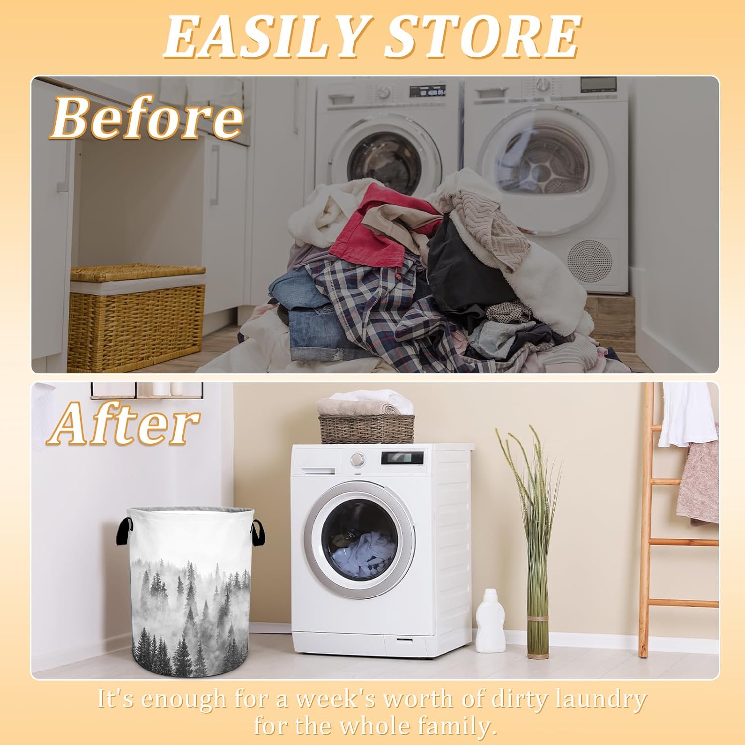 Misty Foggy Mountain Laundry Basket - Foldable Waterproof Oxford