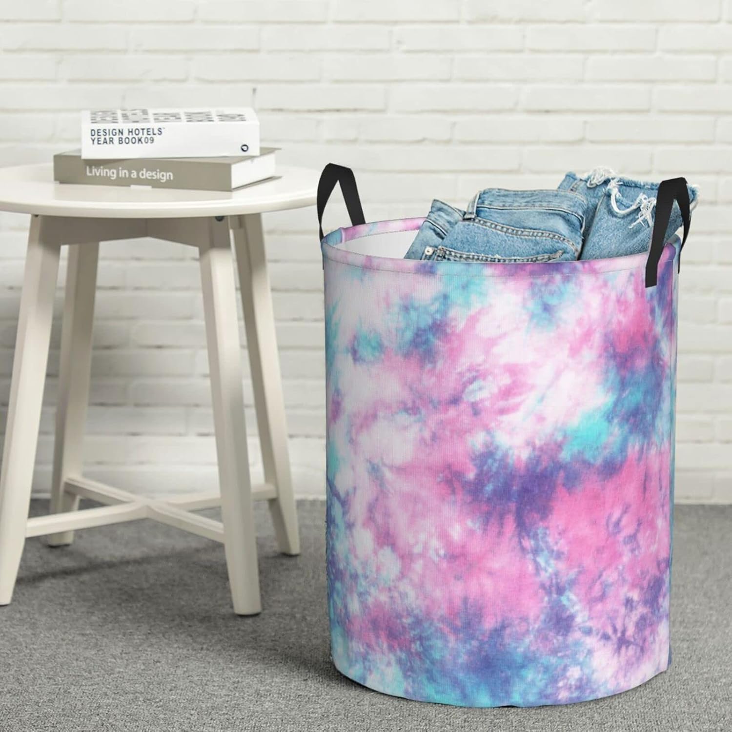 Dujiea Foldable Laundry Basket with Funny Tie Dye Design