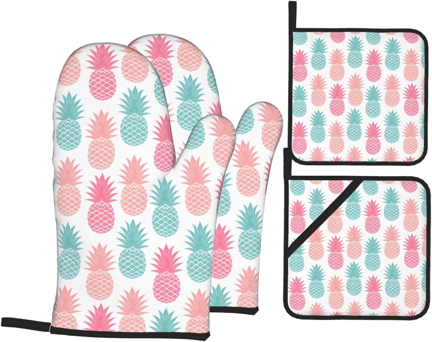 Pineapple Oven Mitts 4 Pcs Set for Kitchen Cooking