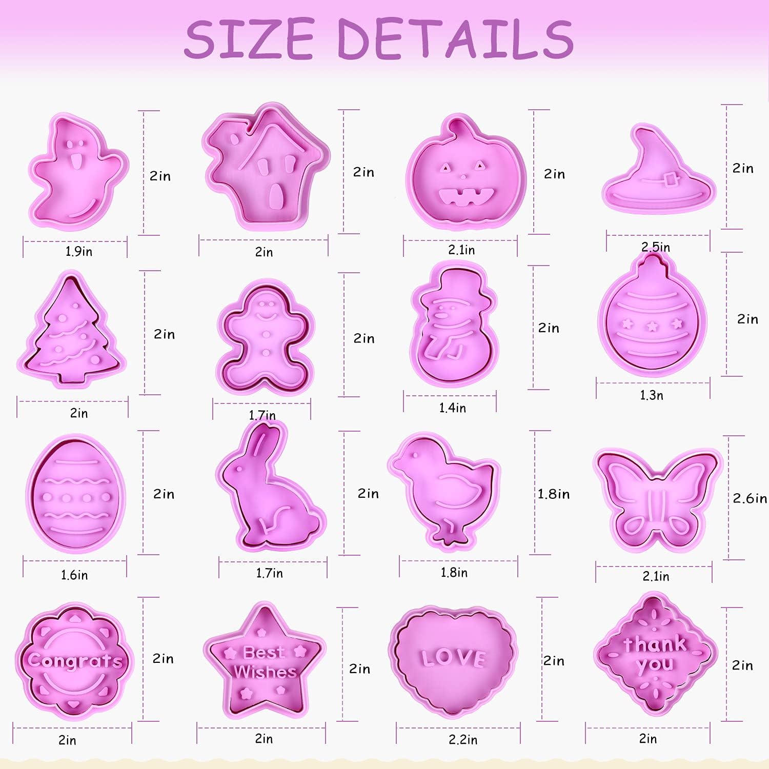 JR JUN RONG 16pcs 3D Cookie Cutter Set