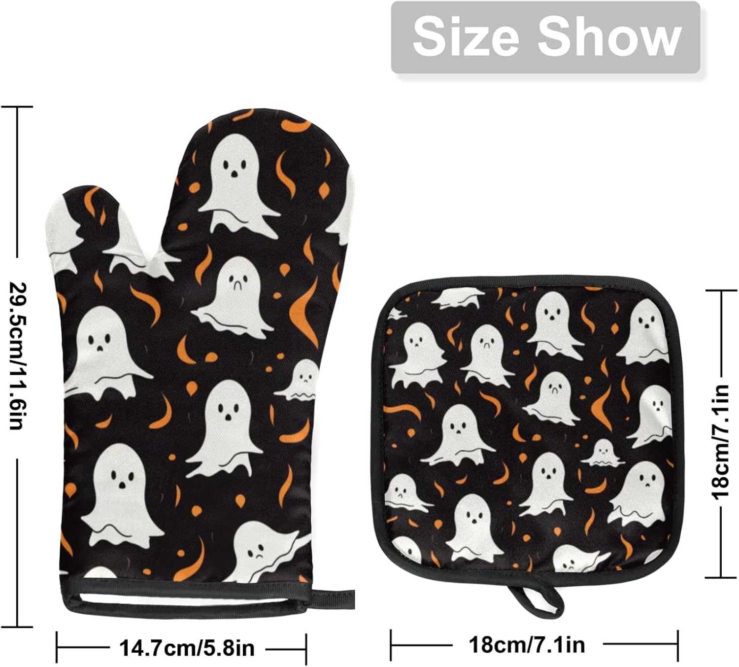 Aglebo Halloween Ghosts Oven Mitts and Pot Holder Set