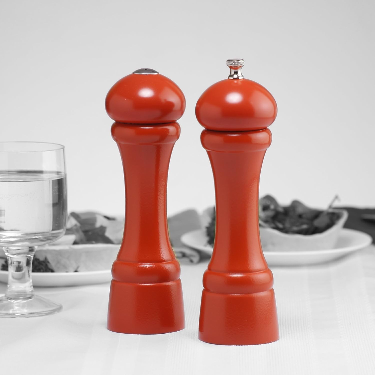 Chef Specialties 8 Inch Butternut Orange Pepper Mill and Salt Shaker Set