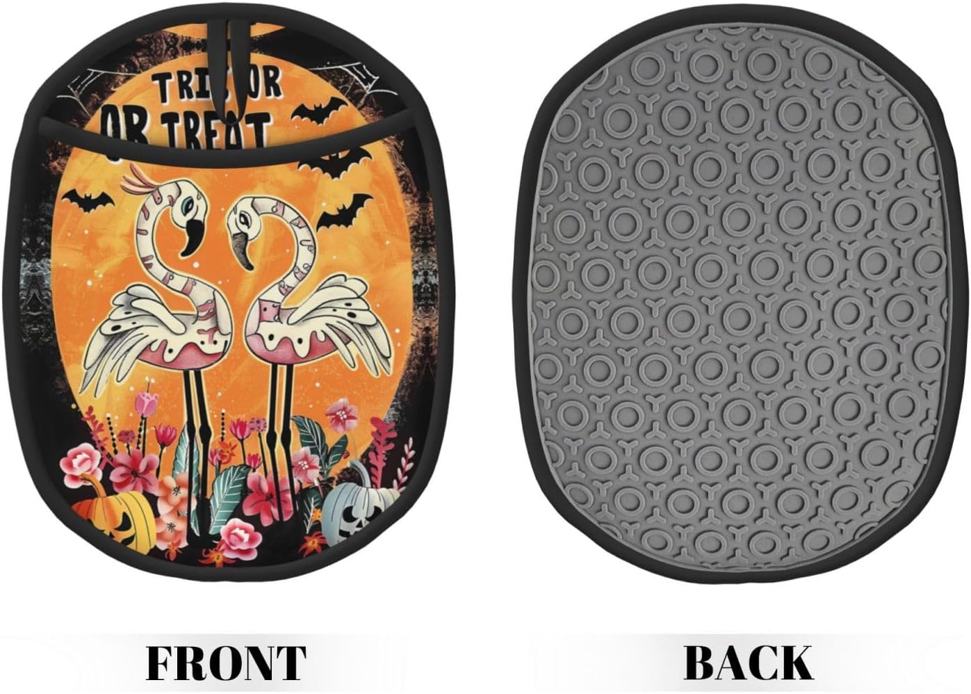 Buewutiry Halloween Flamingos Oven Mitts Set