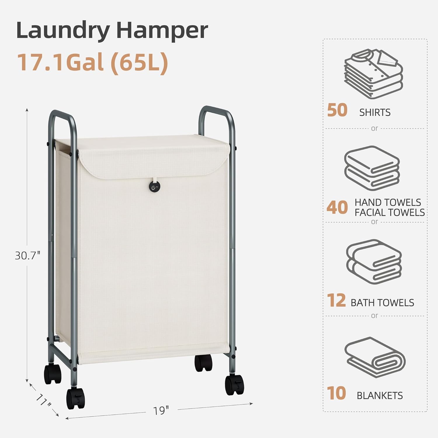 STORAGE MANIAC Laundry Hamper with Lockable Wheels 1
