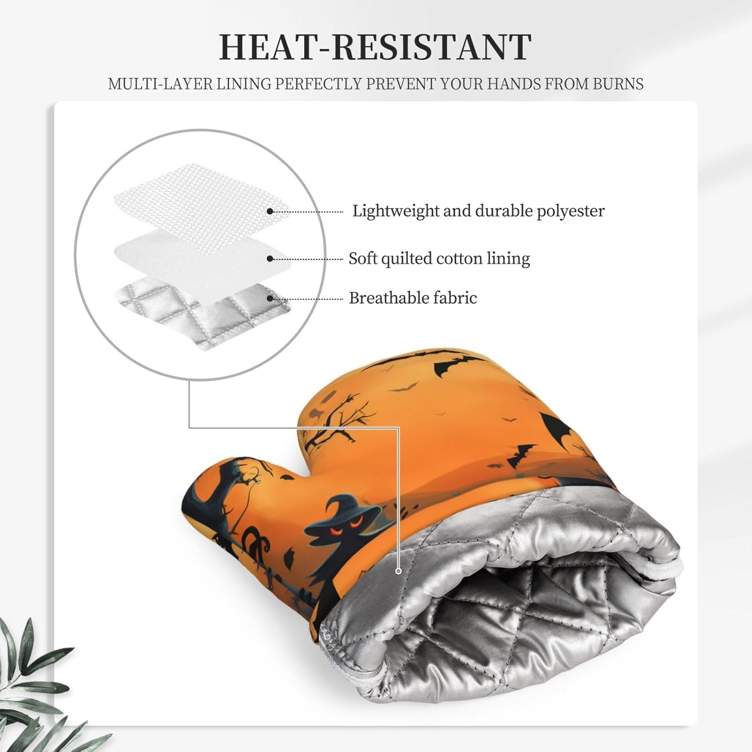 ZHANLEI Orange Halloween Oven Mitts 2pcs Set