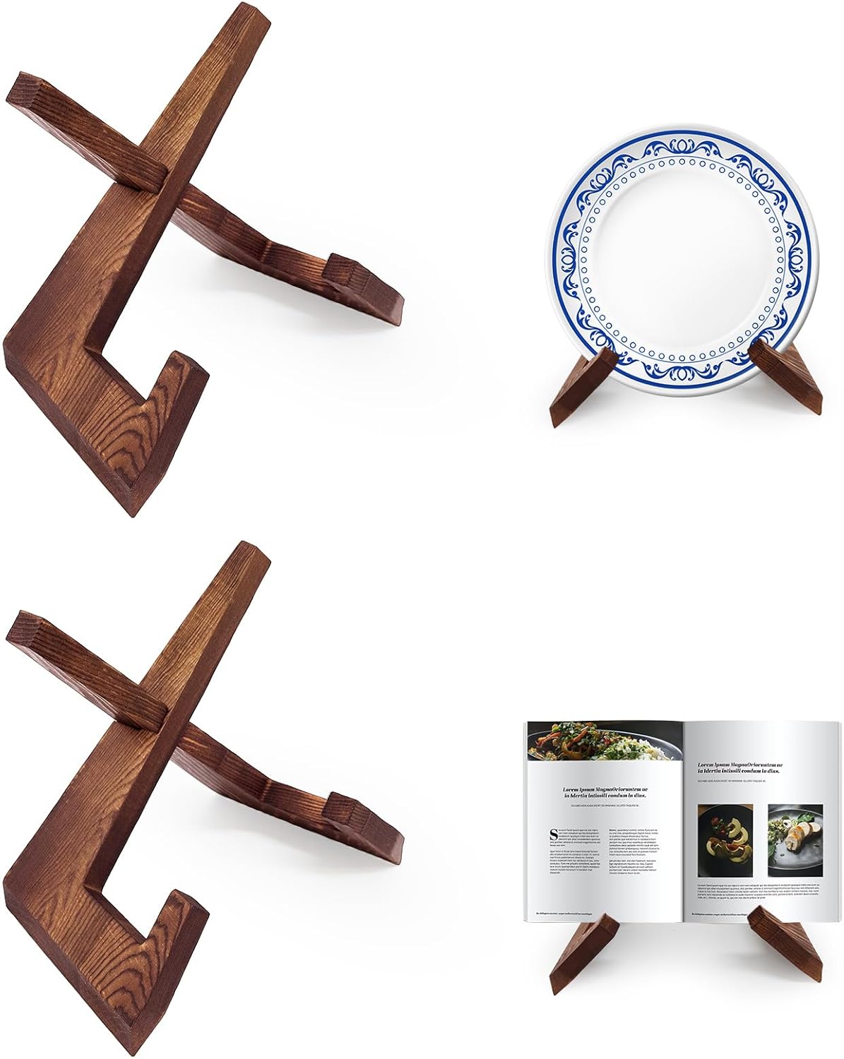 Wooden Cookbook Stand for Kitchen Counter Set of 2 1