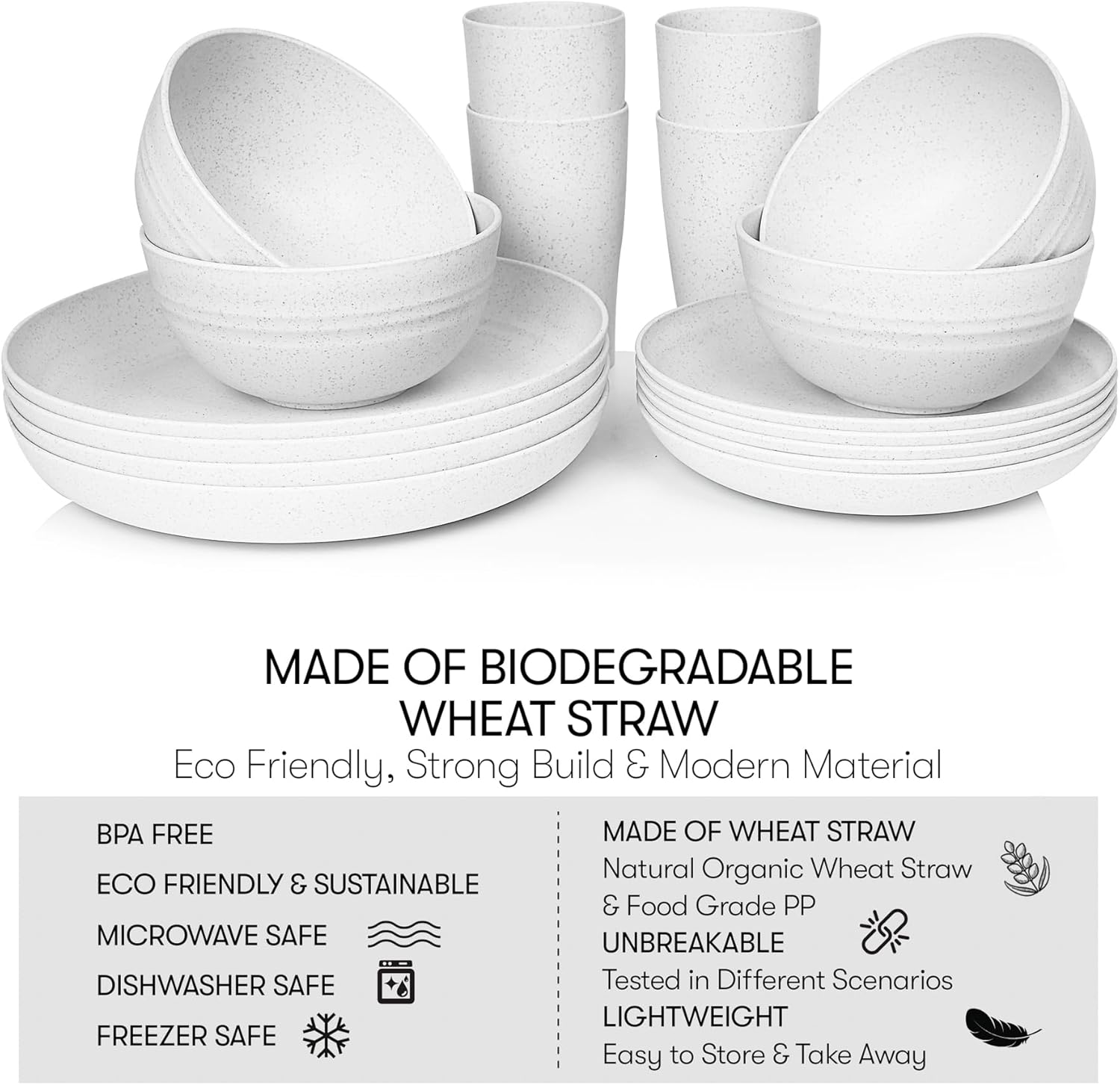 SWEVEN Wheat Straw Dinnerware Set for 4