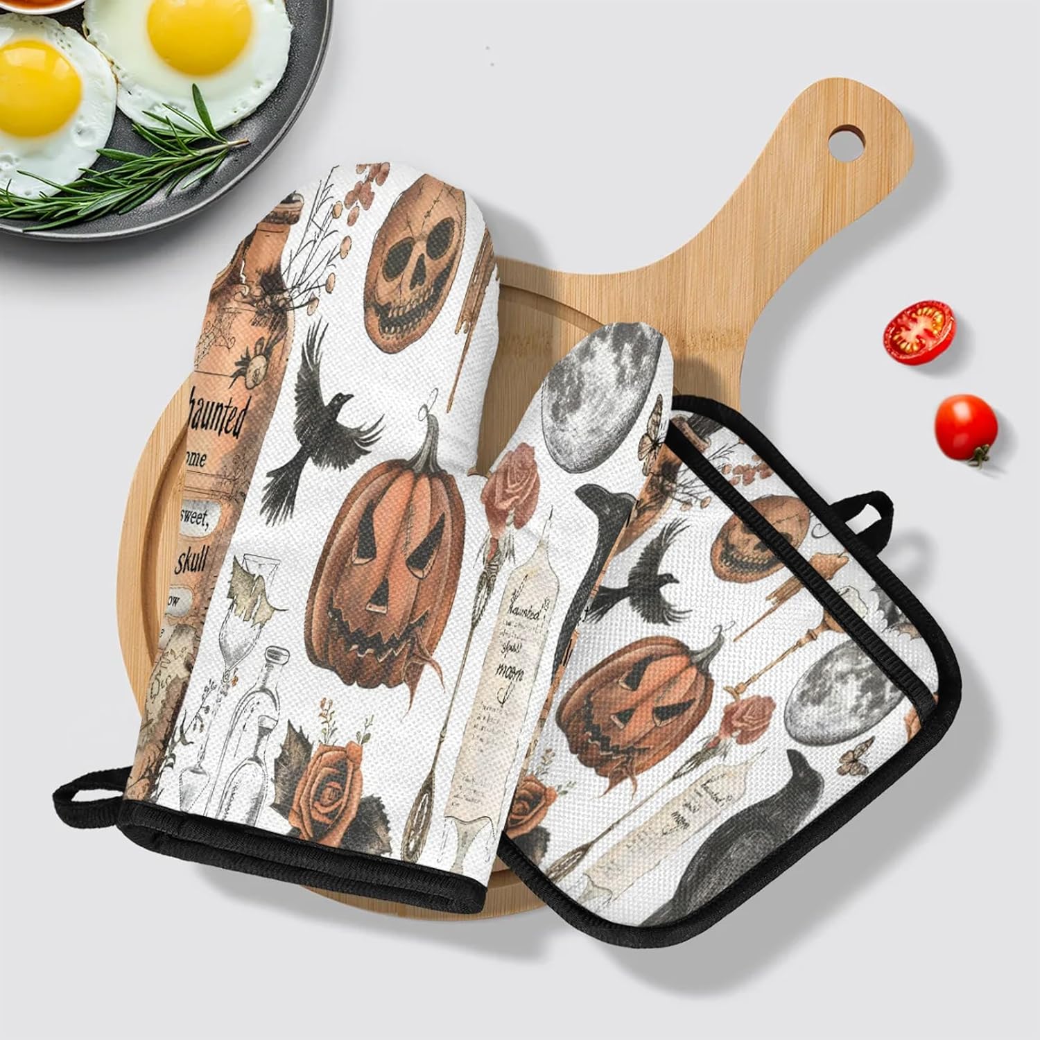 TropicalLife Halloween Oven Mitts and Pot Holders 4Pcs Set 1