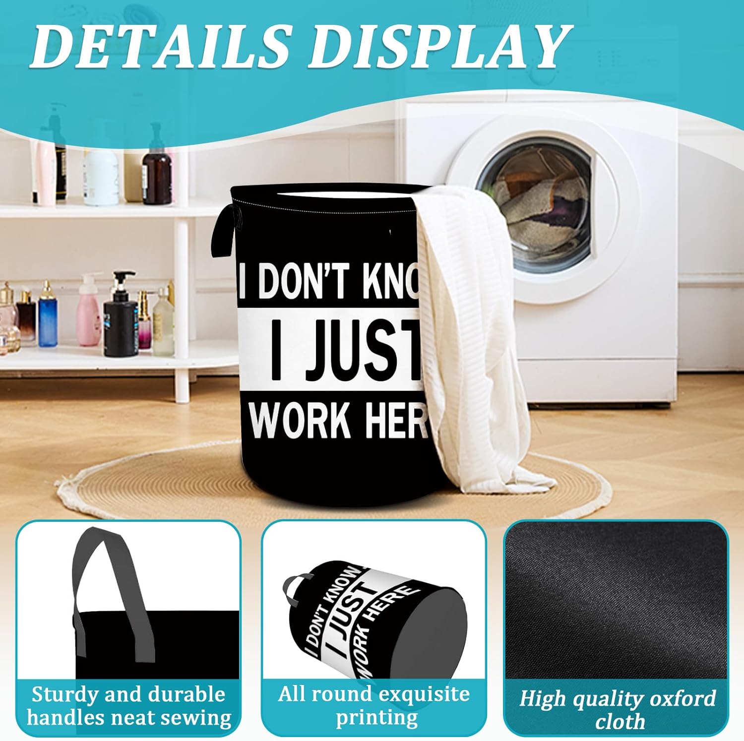 Funny Laundry Basket with Handles 16x20 Inch Foldable Hamper