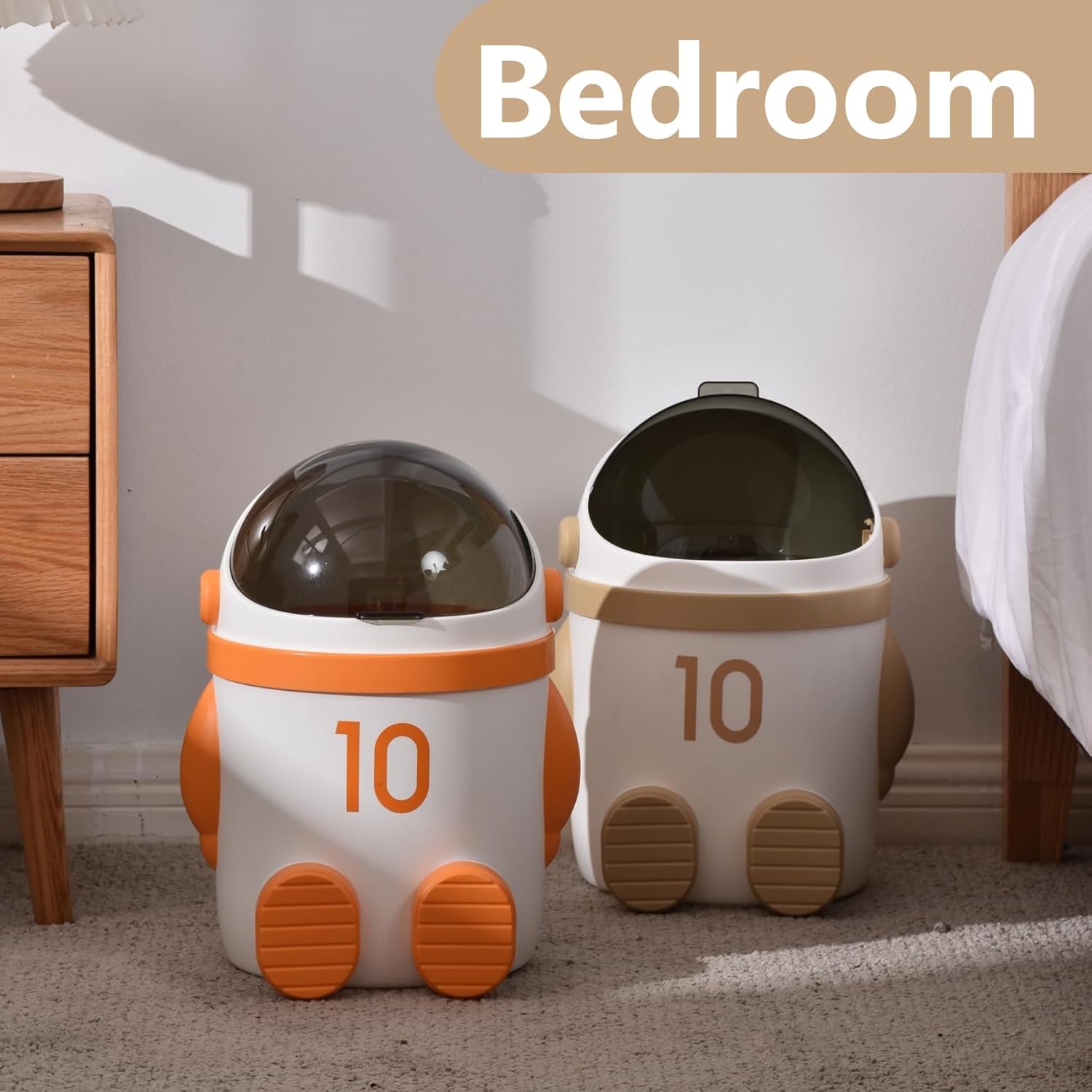 URALFA Astronaut Trash Can 12L Khaki with Swing Lid