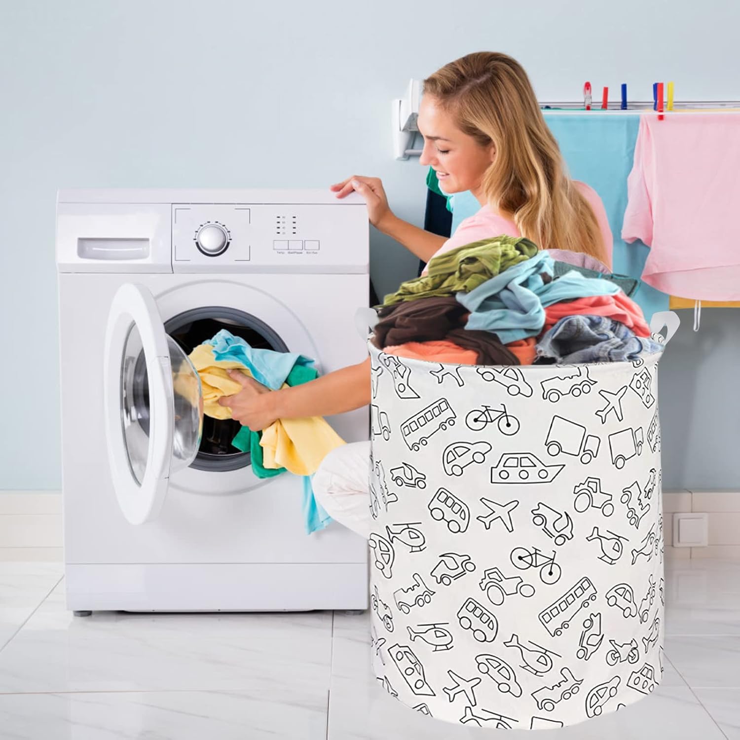 RoyBoder Waterproof Laundry Basket with Handle for Home Bedroom and Dorm