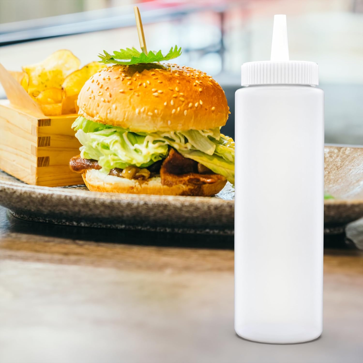 BRIGHTFROM 8 Oz Clear Condiment Squeeze Bottles 2 Pack
