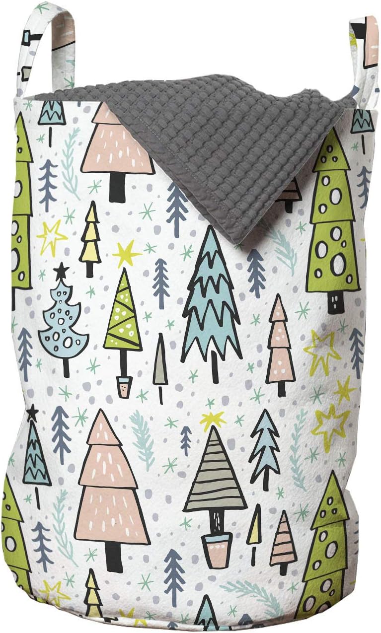 Ambesonne Christmas Tree Laundry Bag Multicolor 1