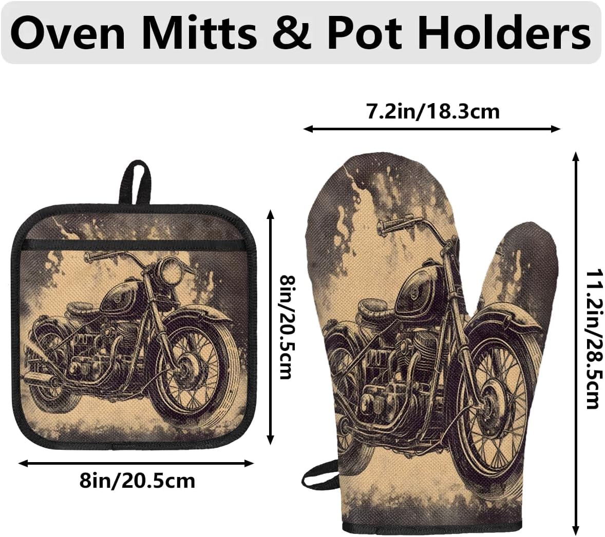 Piolysio 3-Pc Oven Mitts and Pot Holders Set