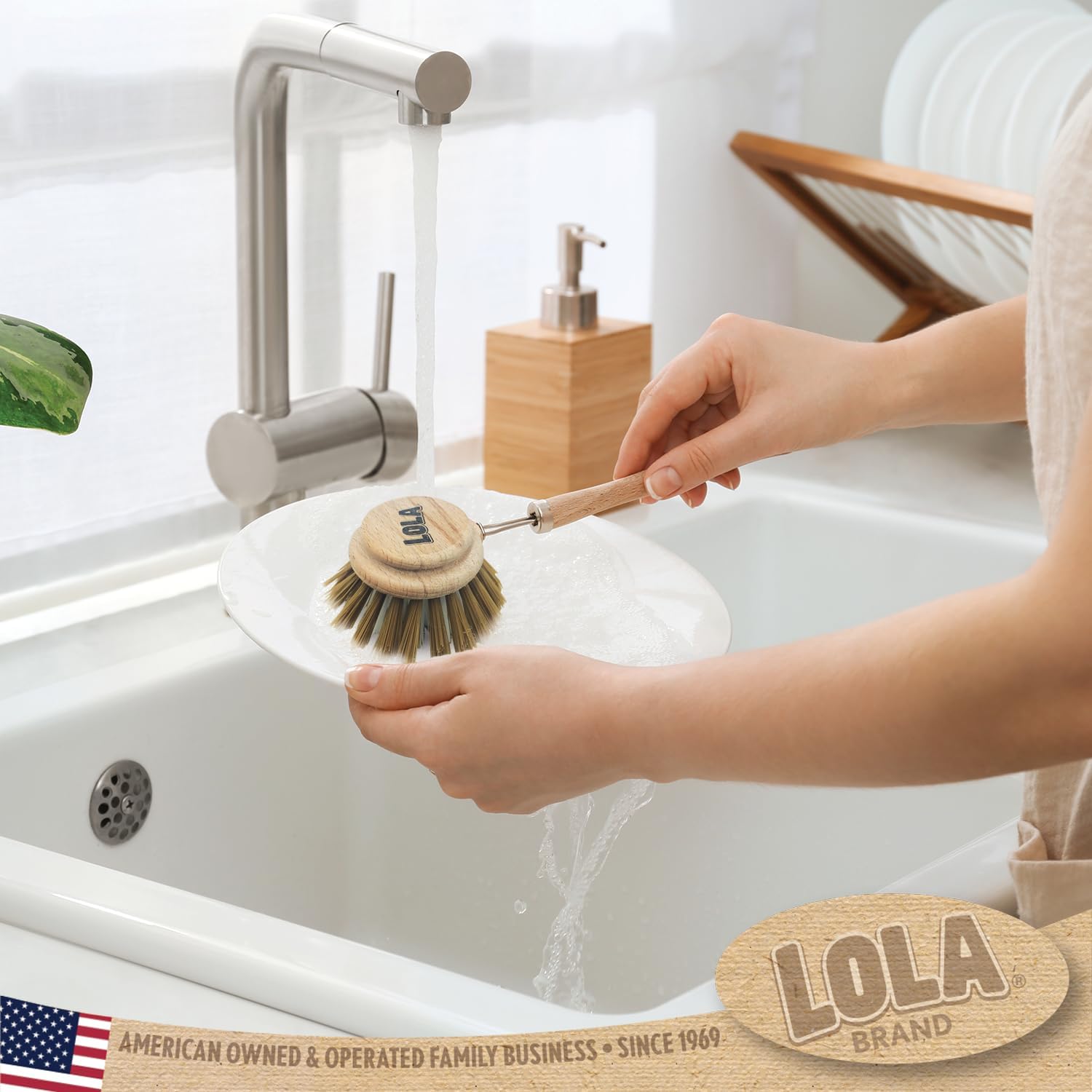 Lola Products Dishwashing Brush with Food Scraper - 6 Pack