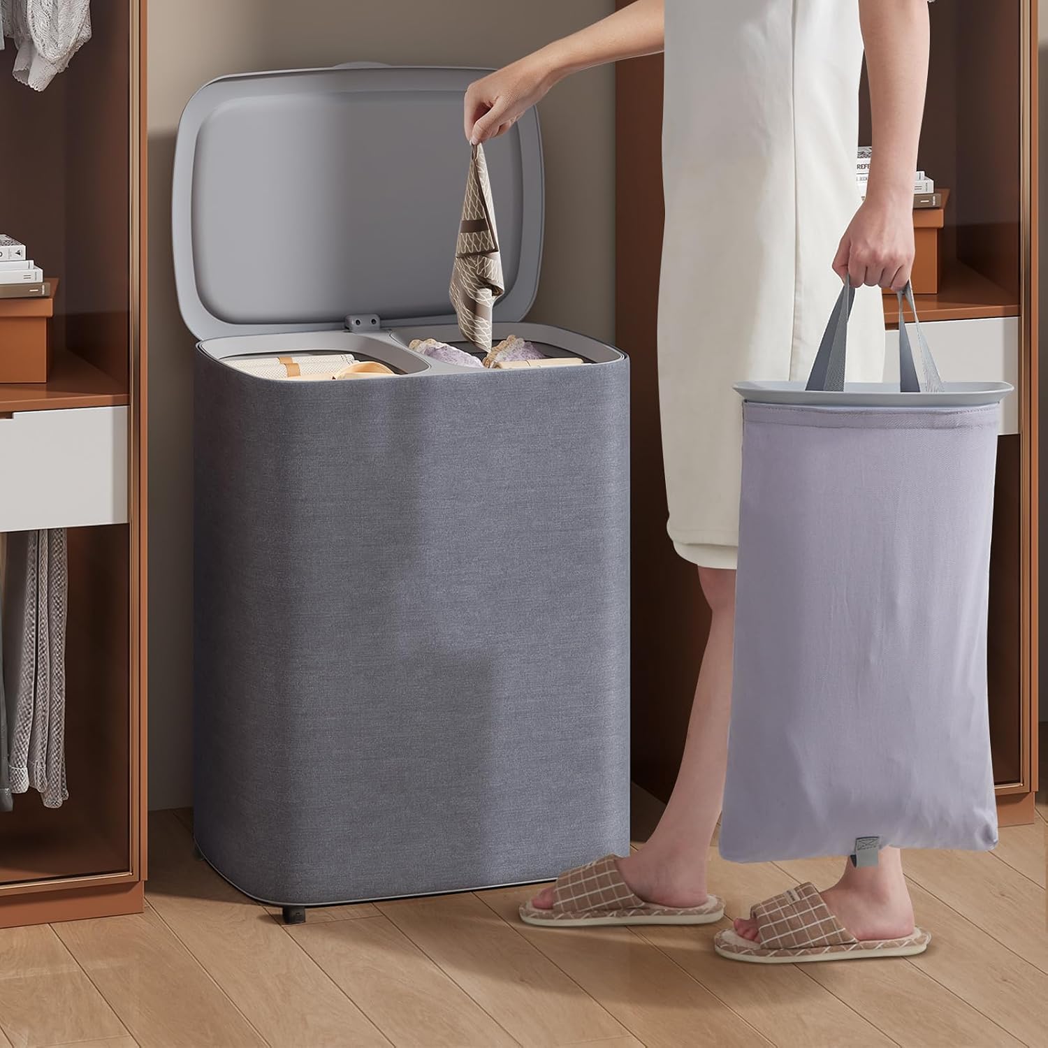 TODAYGO Laundry Hamper with Lid and Wheels 50L 1