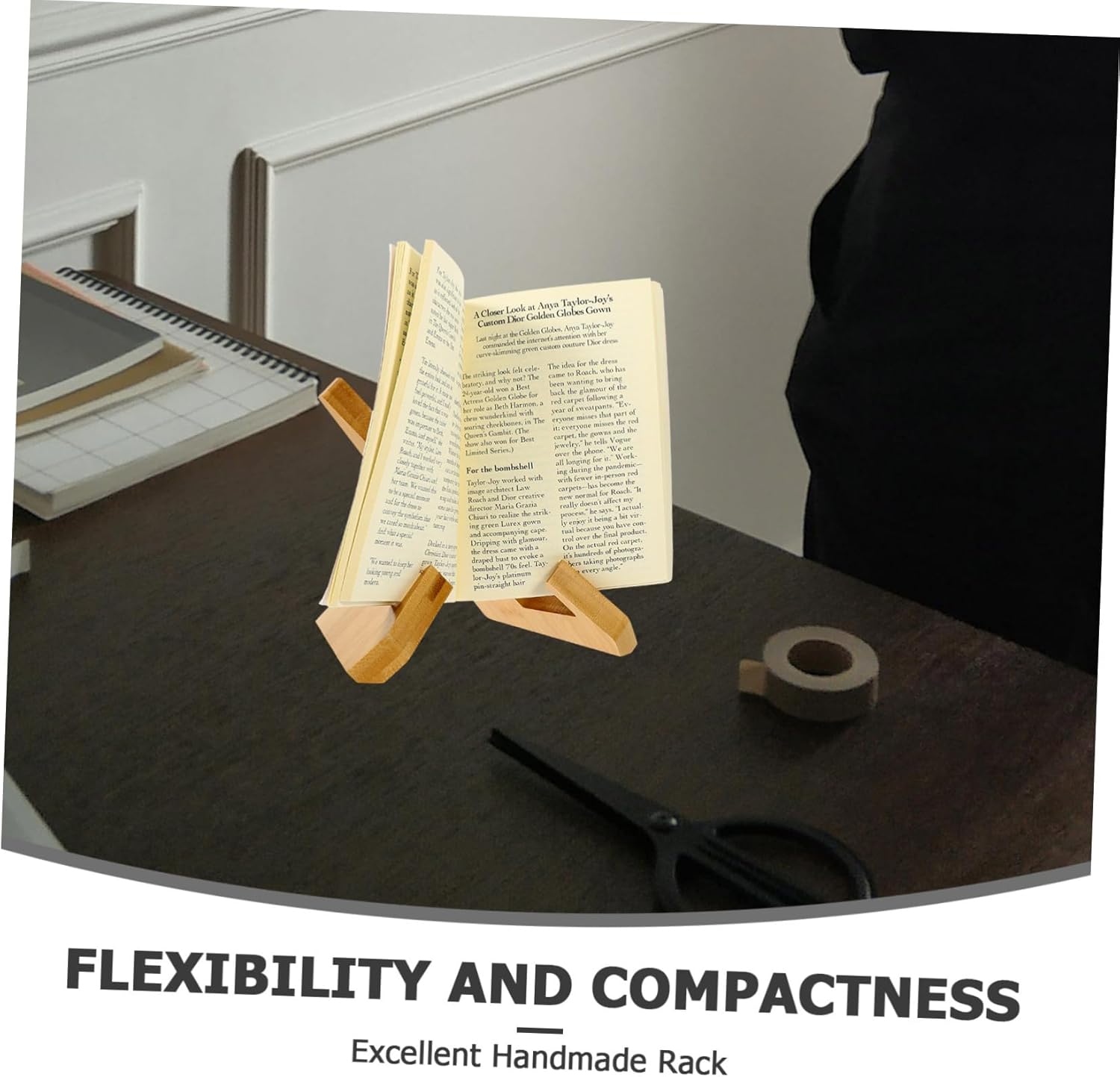 VOSAREA Portable Book Rack Lightweight Wooden Recipe Stand for Home