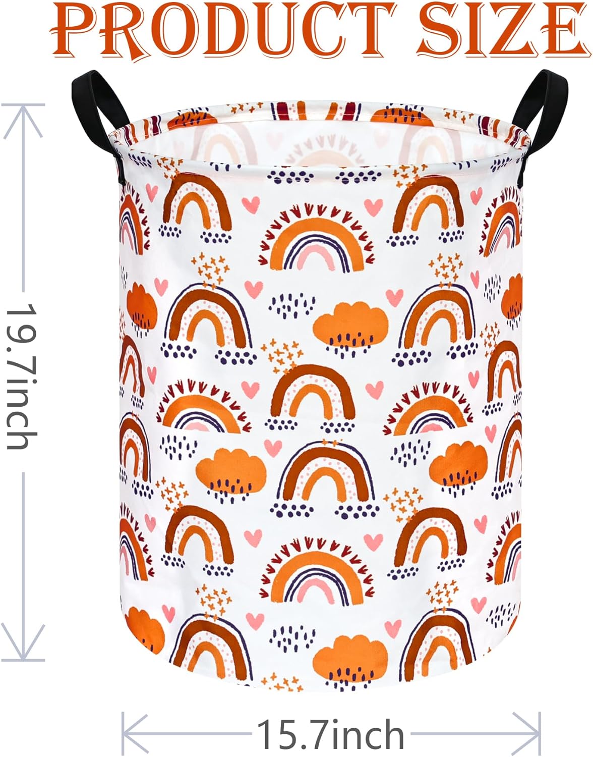197 Inch Rainbow Round Laundry Basket with Handles