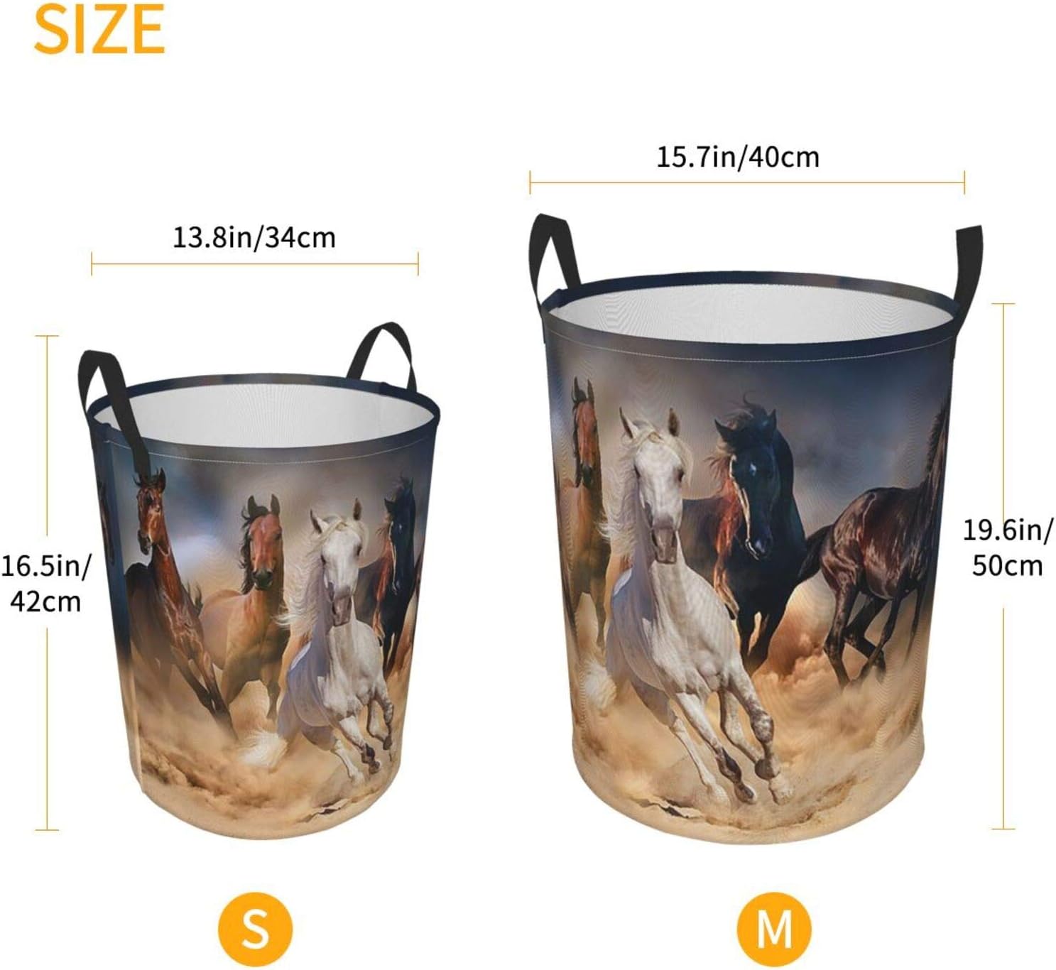 KiuLoam Running Horses Laundry Basket with Handle
