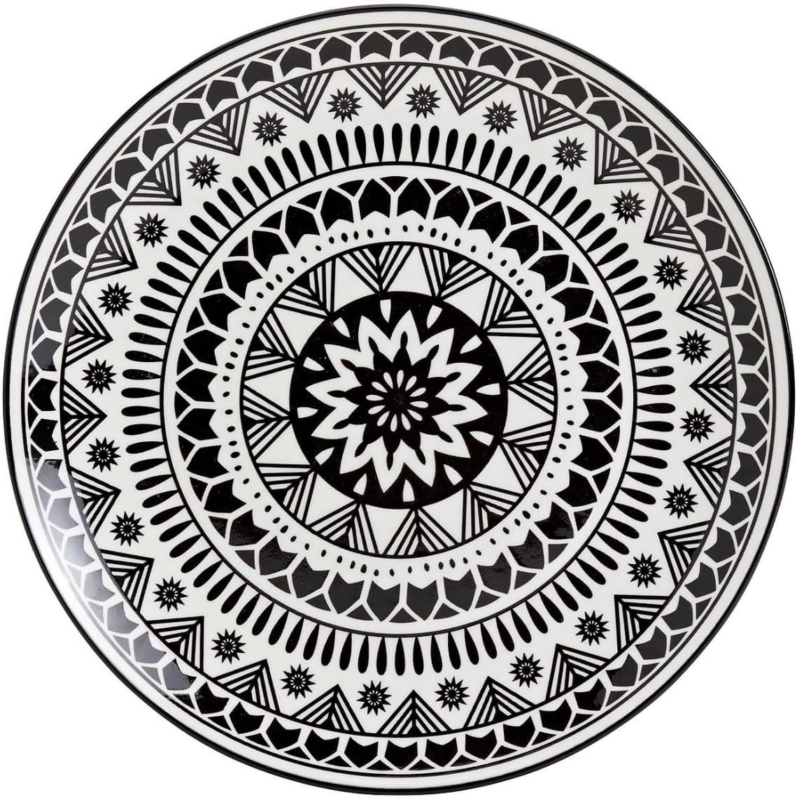 12 Piece Black Pad Print Dinnerware Set 1