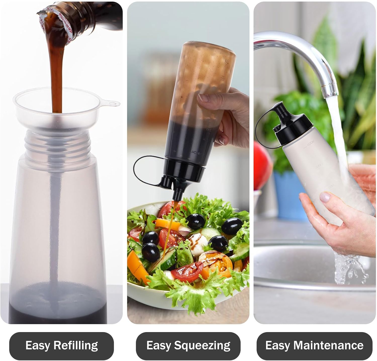 Deesoo 400ml Translucent Condiment Squeeze Bottles 2 Pack 1