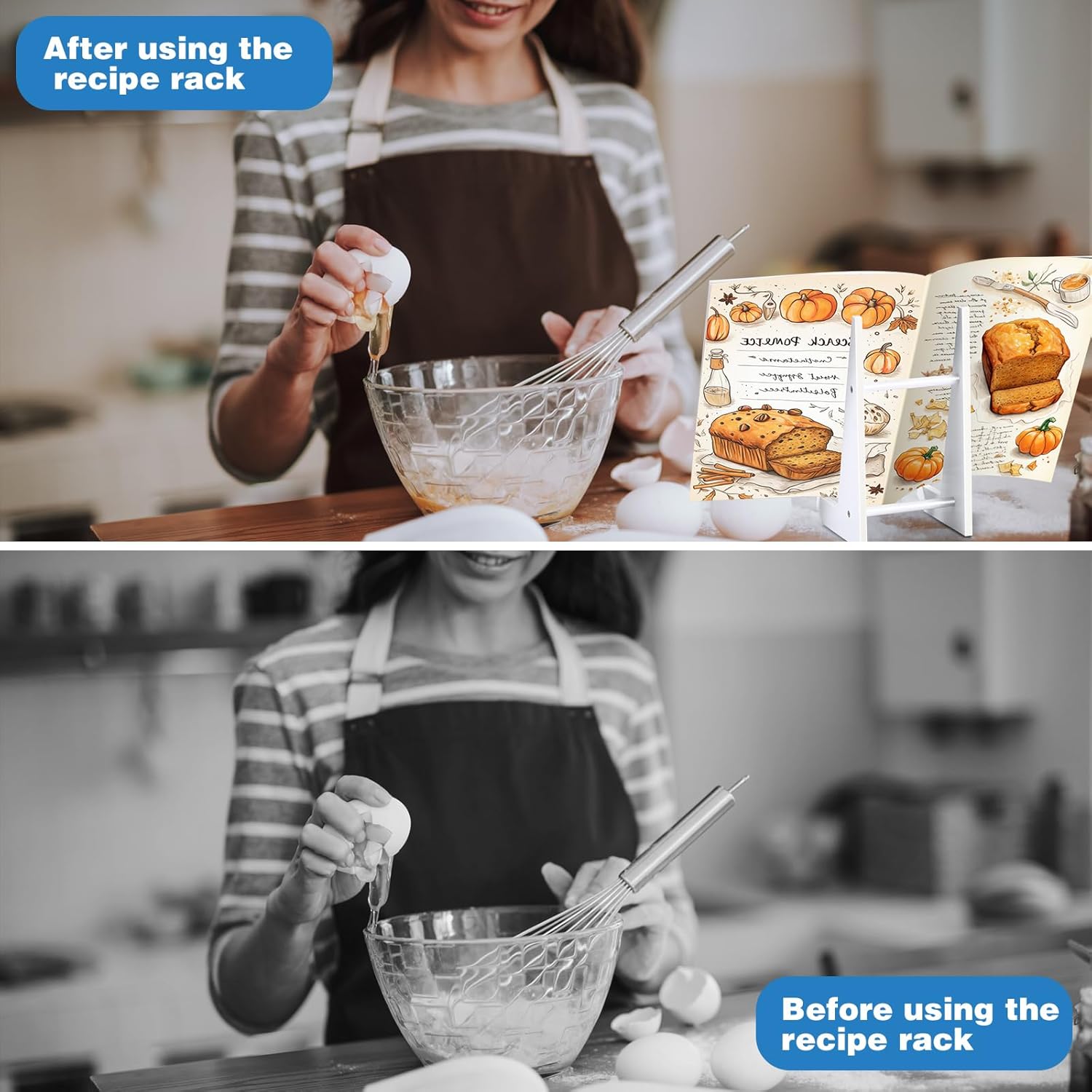 Cinnvoice Acrylic Recipe Stand Holder for Kitchen Counter White