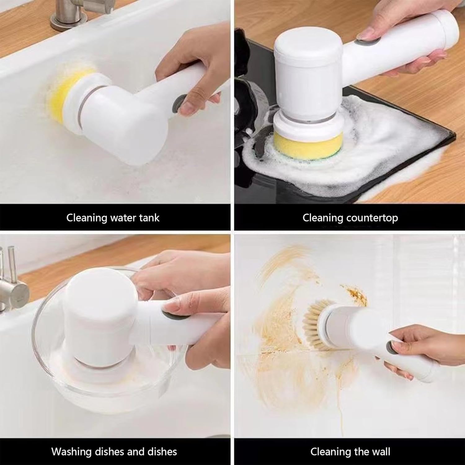 Electric Cleaning Brush with 6 Replaceable Heads