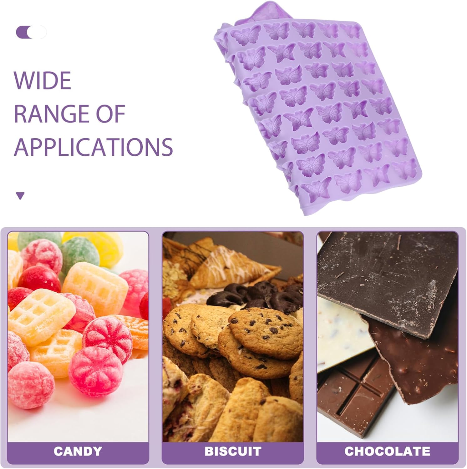 Hoement DIY Butterfly Fondant Silicone Cookie Mold 72 Grid Reusable