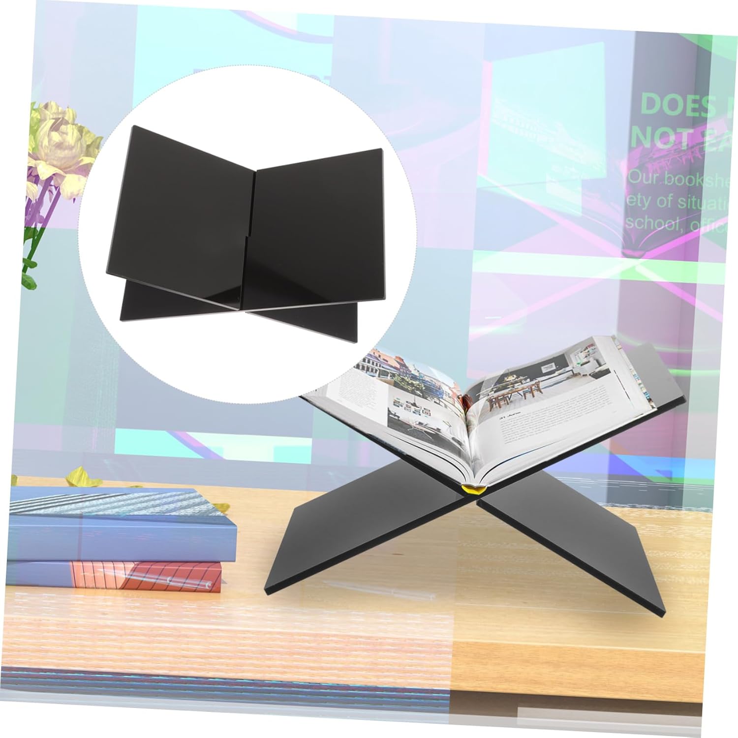 Cabilock Acrylic Cookbook Stand Bookshelf Tablet Holder