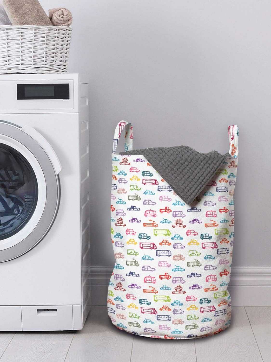 Ambesonne Cars Laundry Bag 13x19 Multicolor Funny Design