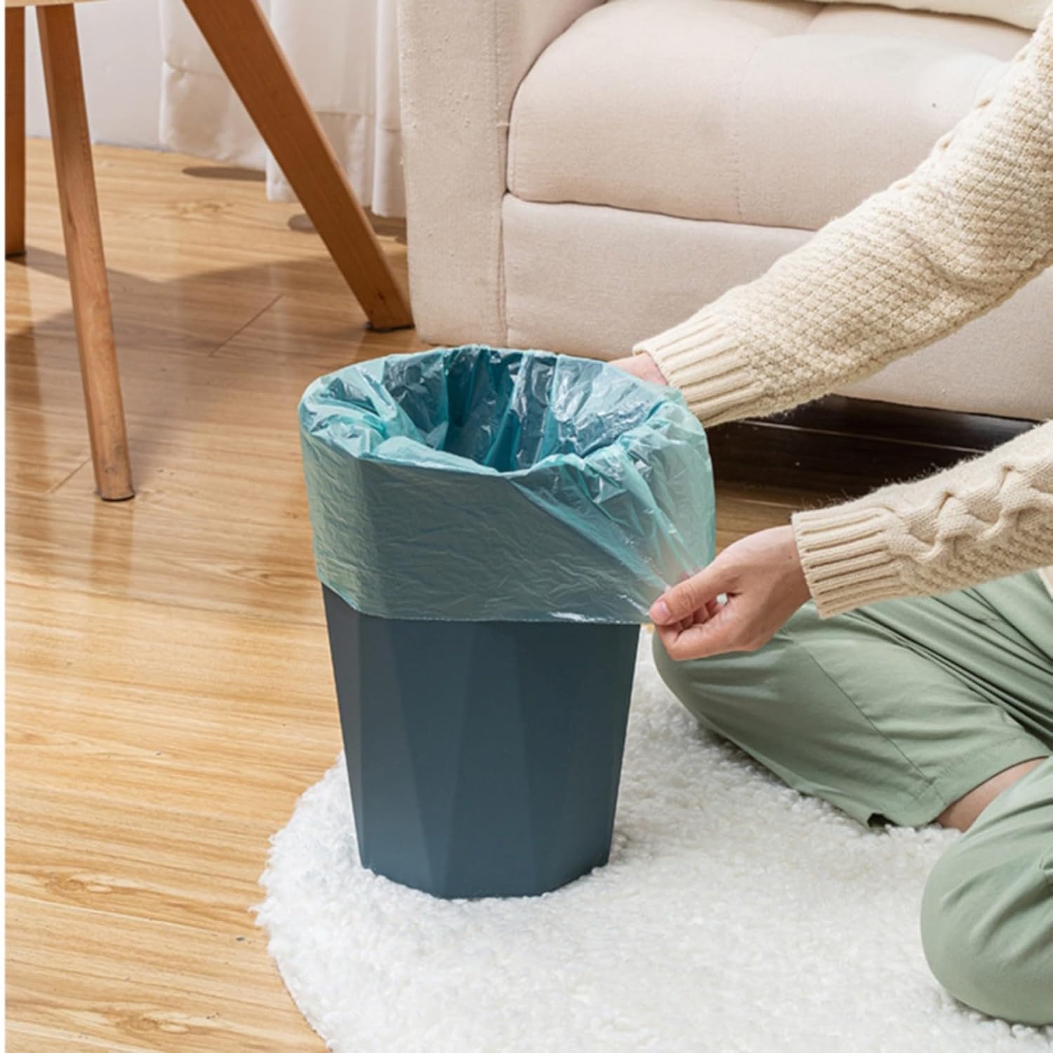Polygon Small Trash Can - Blue