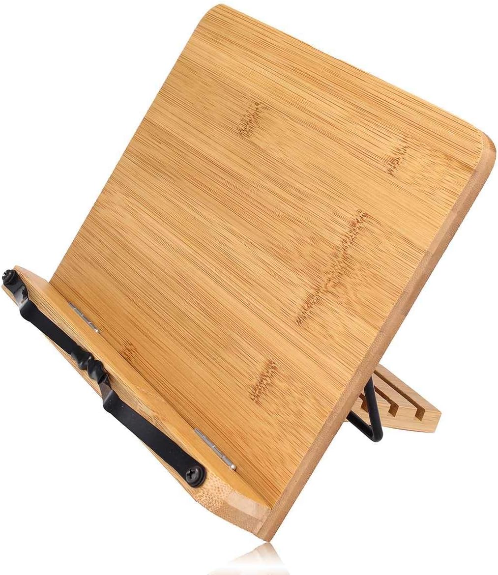 Adjustable Wood Cookbook Stand for Reading and Cooking