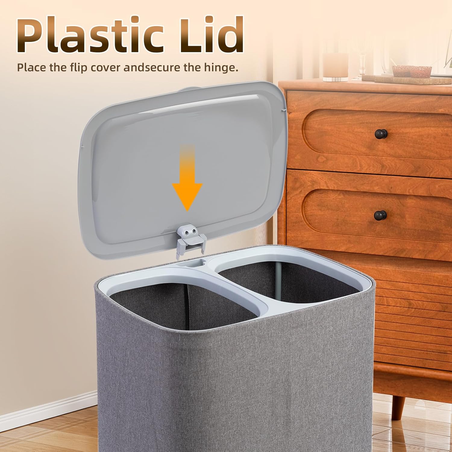 TODAYGO Laundry Hamper with Lid and Wheels 50L 1