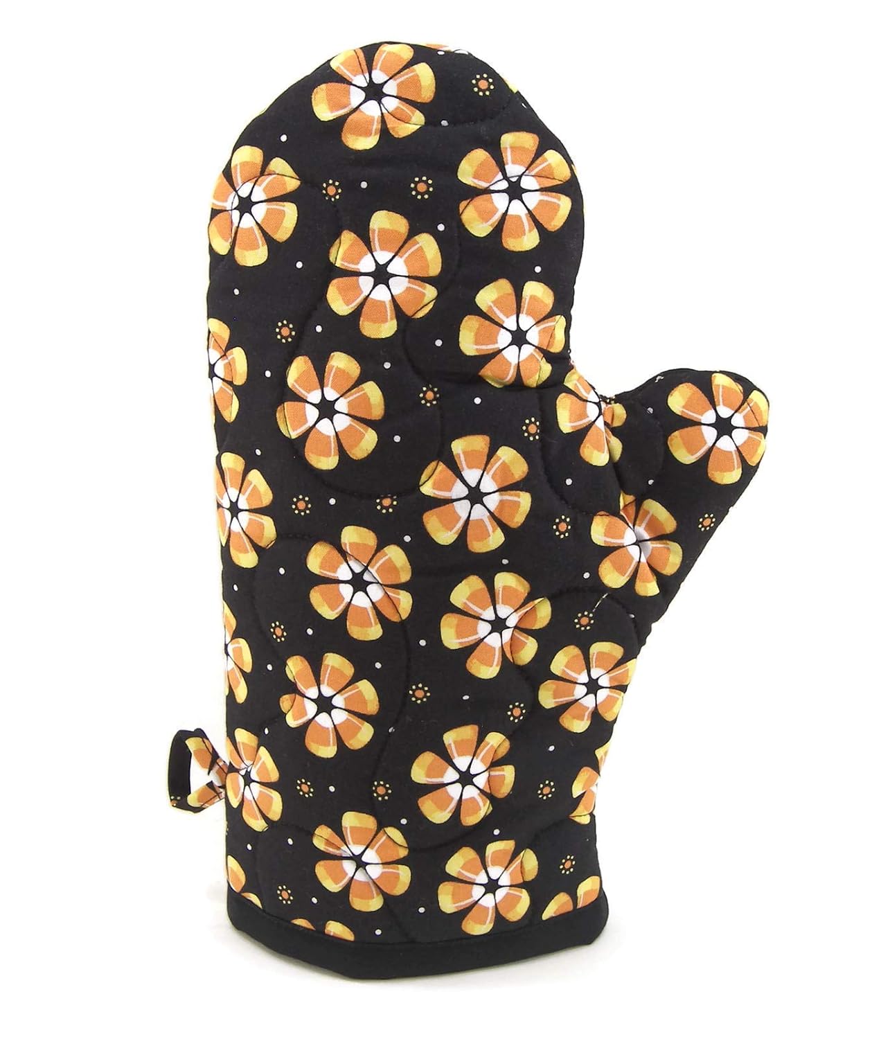 Handmade Halloween Oven Mitt with Candy Corn Flowers 1