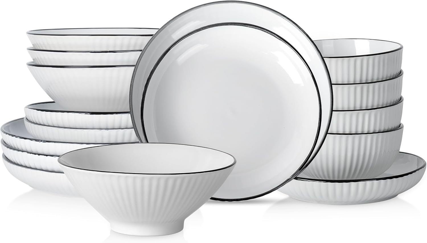 Christian Siriano Lustra Dinnerware Set for 4 16-Piece Stoneware