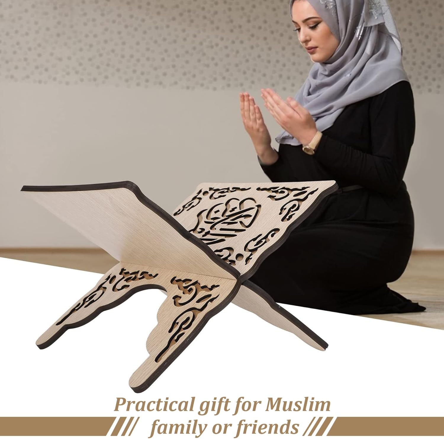 Wooden Quran Holder Stand Foldable Book Display Stand